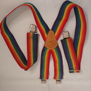Master Mechanic Unisex Rainbow Suspenders Work Top Grain Cowhide 2" #MM110RD